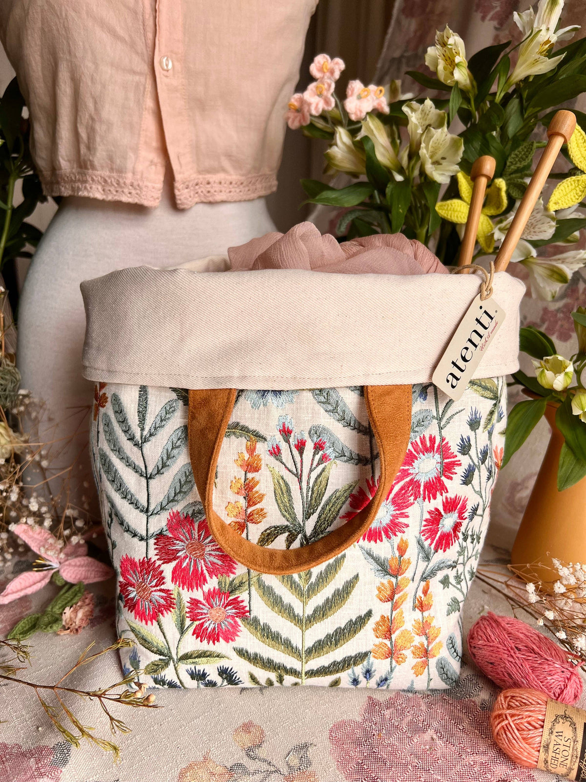 Knitting and Crochet Organizer Project Bag: Wildflower Hope