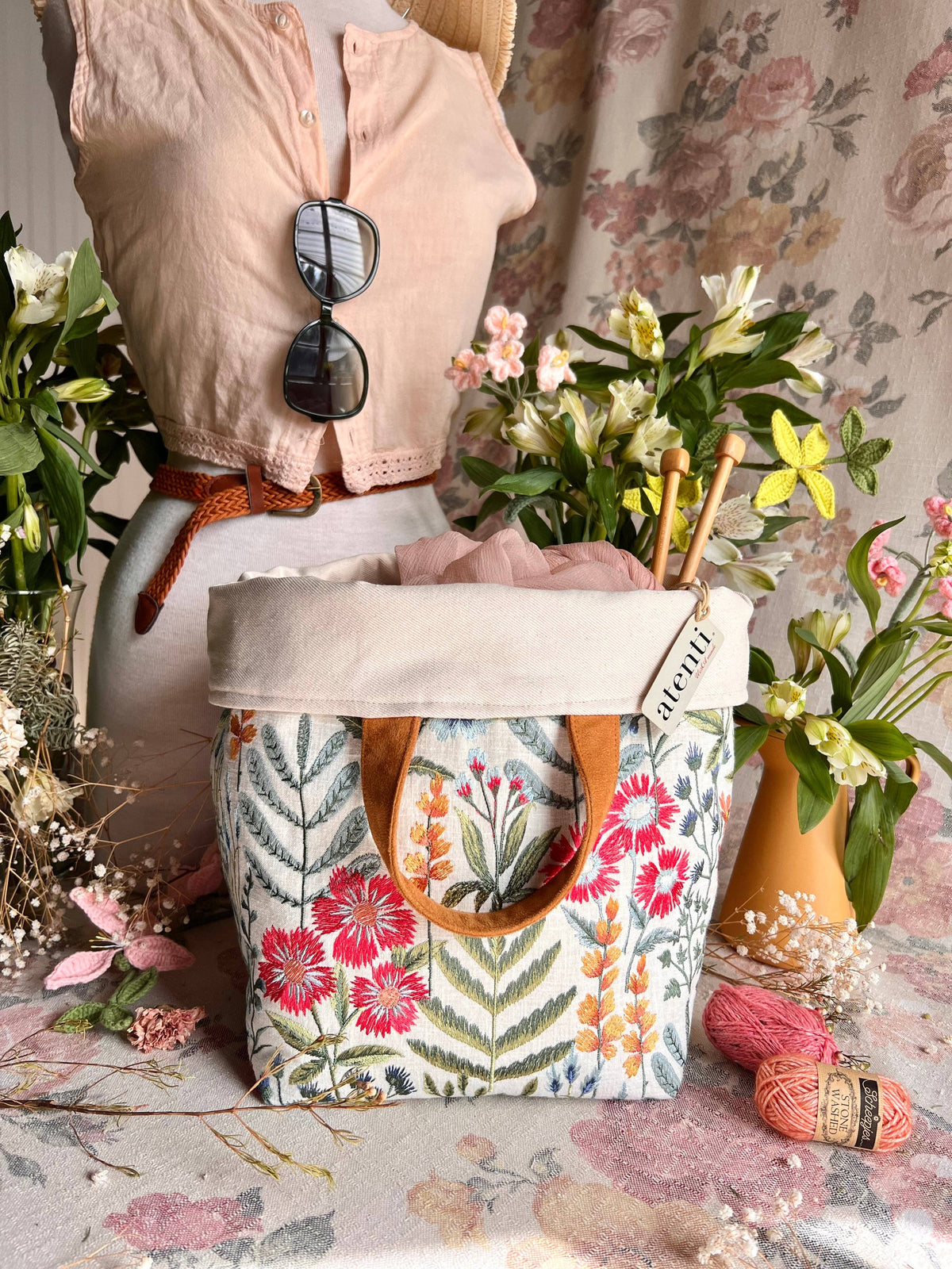 Knitting and Crochet Organizer Project Bag: Wildflower Hope