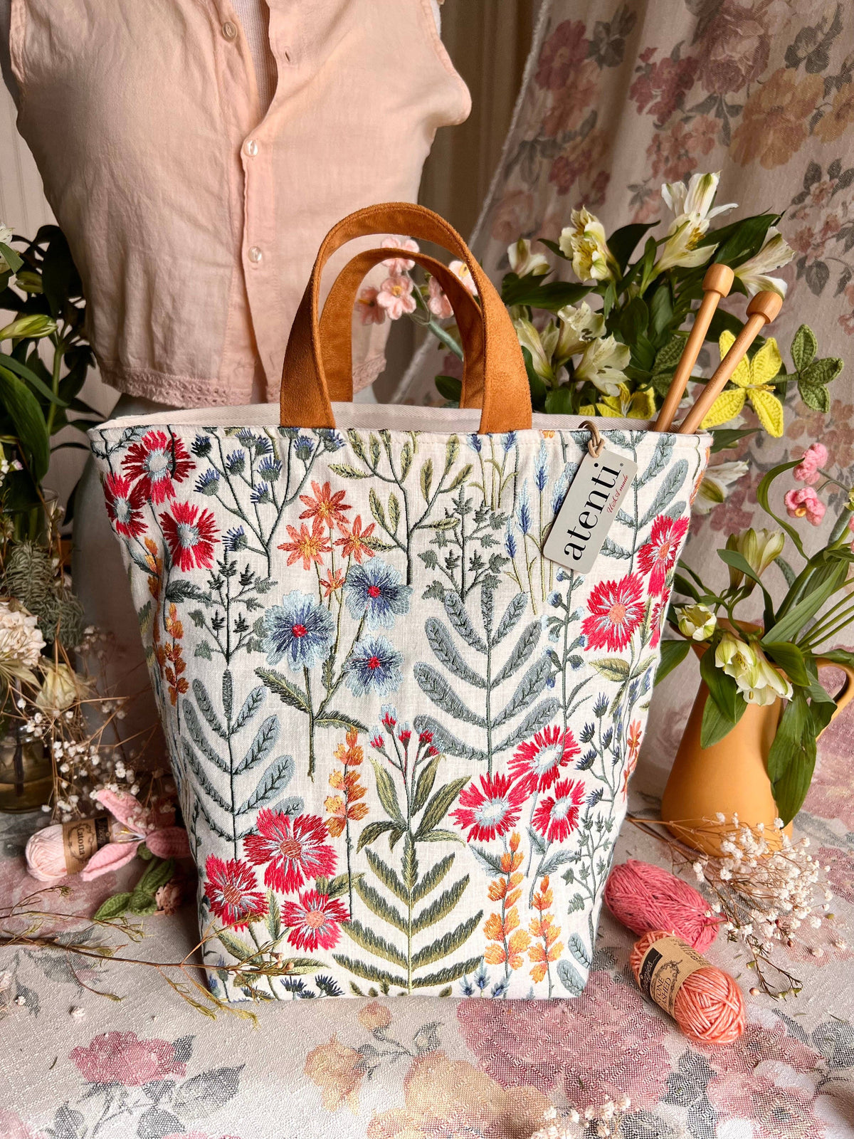 Knitting and Crochet Organizer Project Bag: Wildflower Hope