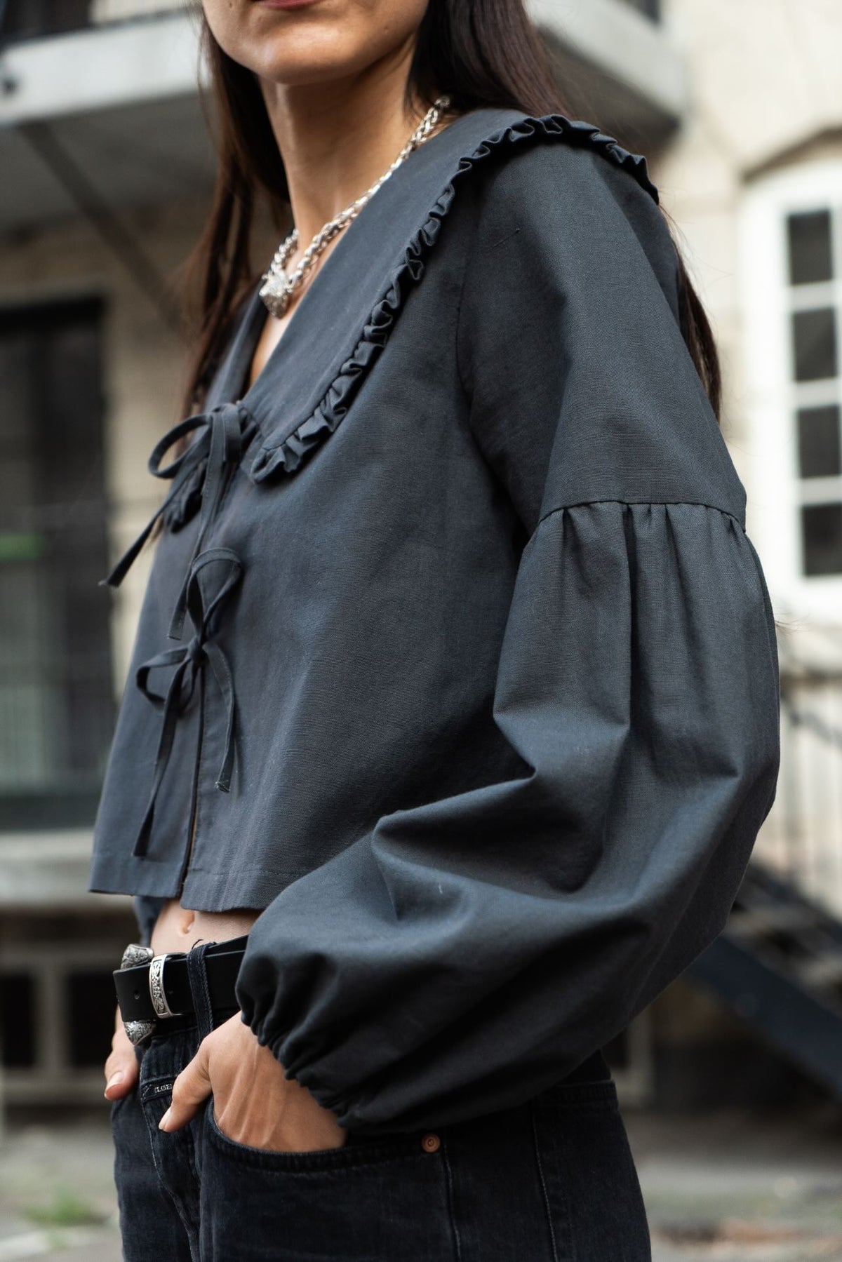 Tie Blouse, Peggy Collar x Lantern Sleeves