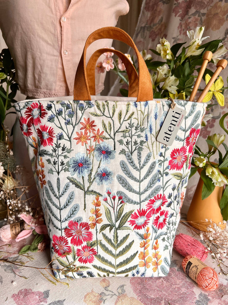 Knitting and Crochet Organizer Project Bag: Wildflower Hope