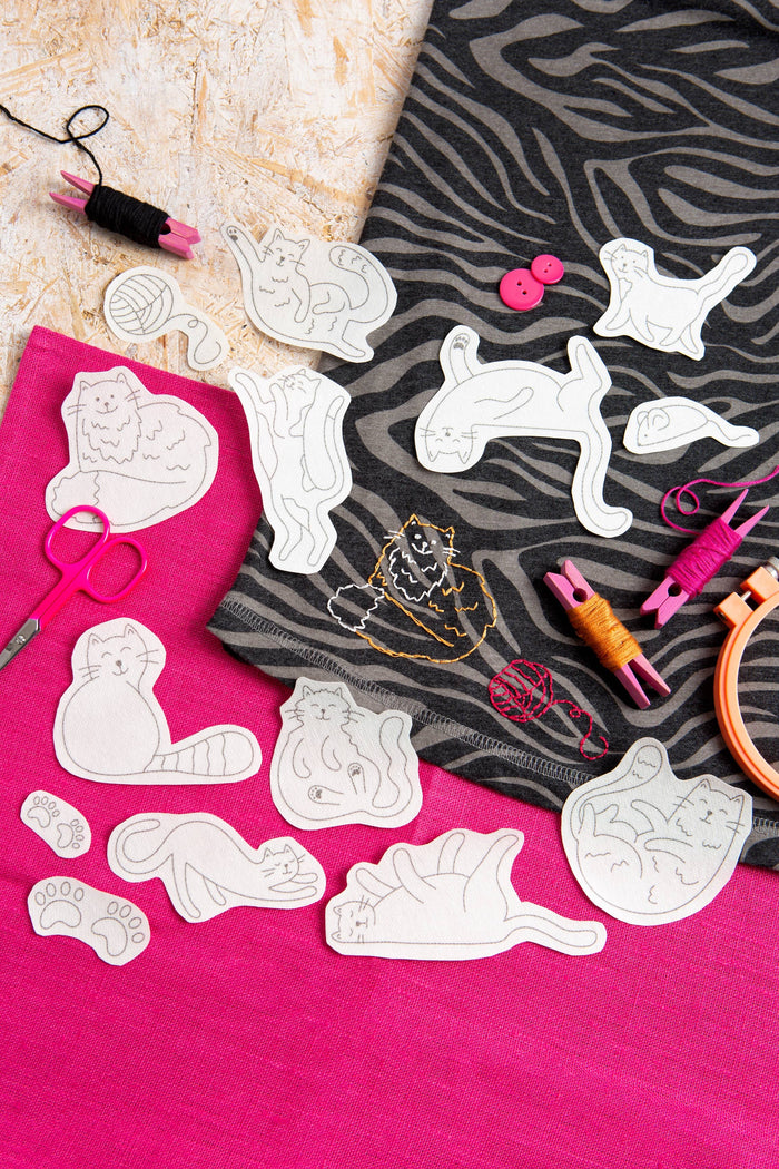 Curious Cats Stick & Stitch Embroidery Pack