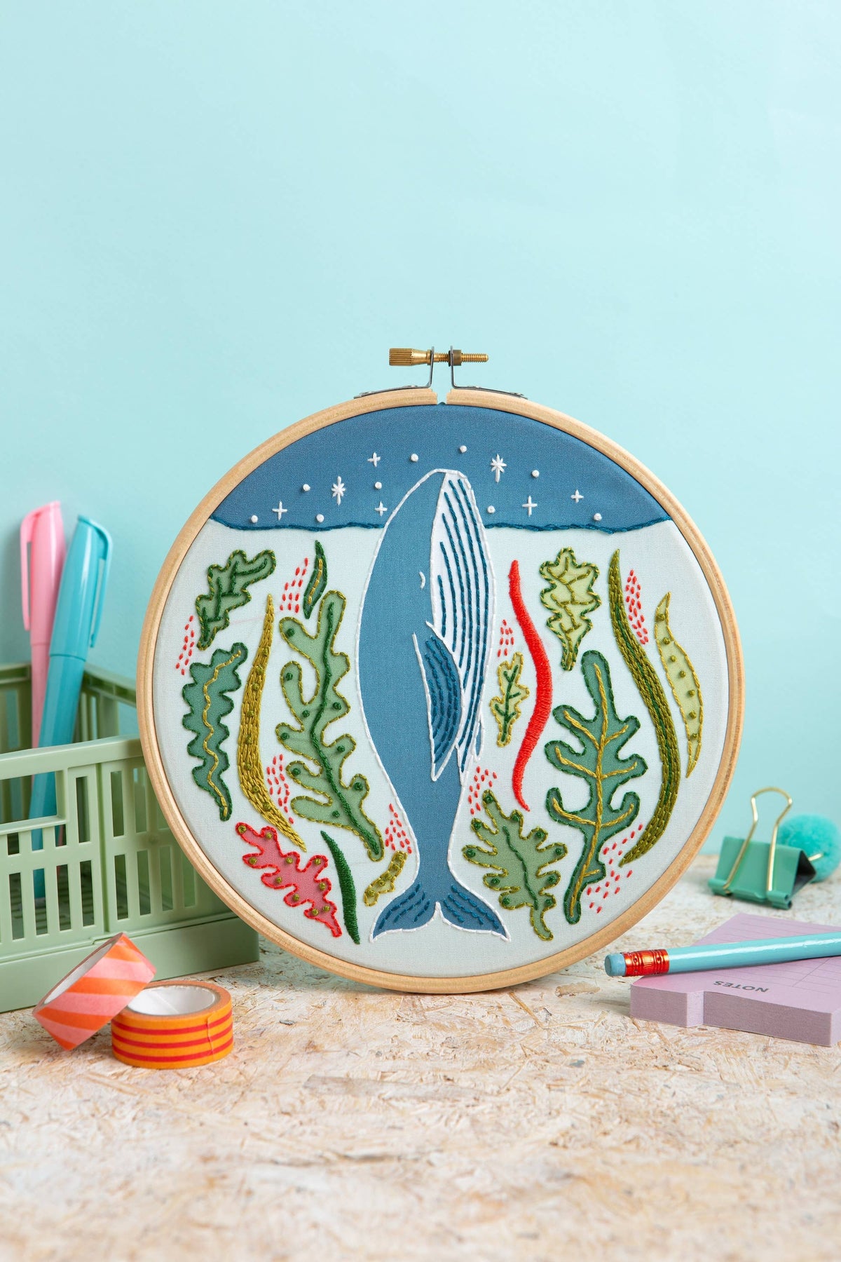 Stargazing Whale Embroidery Kit | Complete Craft Kit for Beginners