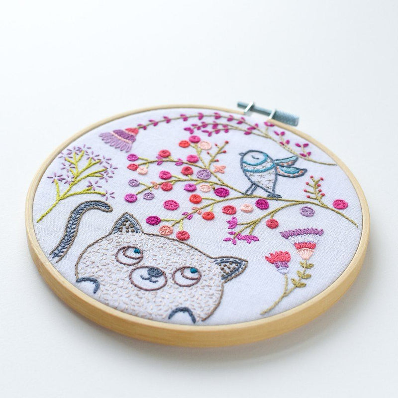 DIY Cute Cat Embroidery Kit for Beginner Animal Printed Pattern